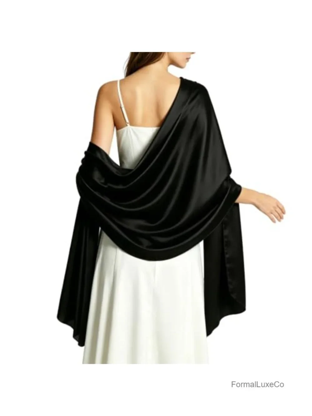 Satin Shawl Wrap for Evening Dresses Bridal Party Long Scarf Formal Cover Up